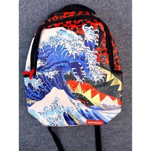 Sprayground Great Wave Shark Mouth Backpack Limited Edition Leopard Print Bag